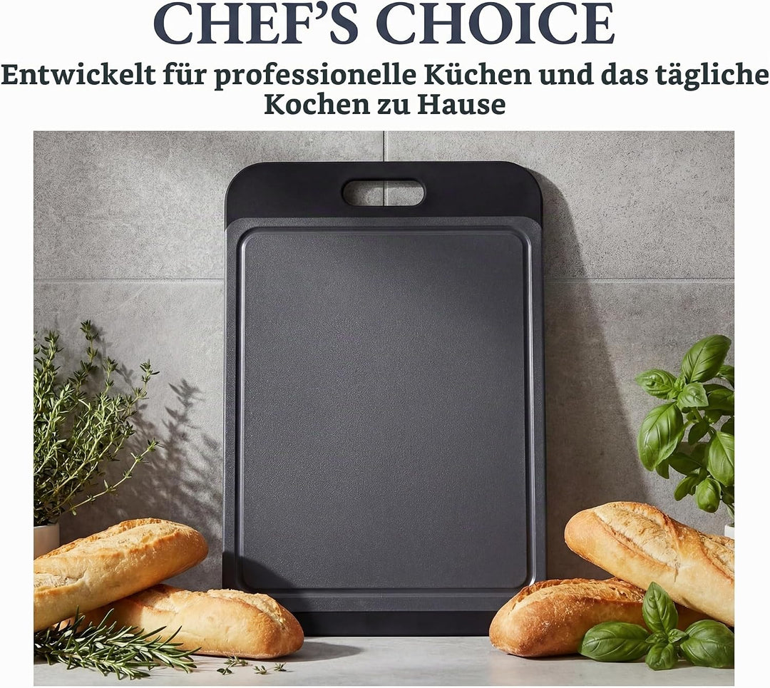 Schneidebrett Kunststoff mit Rutschfesten Griffen und Saftrille Küchenbrett Spülmaschinenfestes Flei