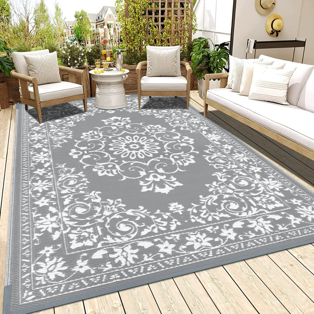 Enyhom Outdoor Teppich 180 x 270 cm Wetterfest Kunststoff Gross RV Camping Aussenteppich Wendbarer P