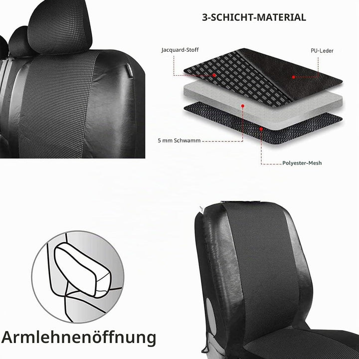 TOYOUN Universal Auto Sitzbezüge für Transporter LKW Vorn Autositzbezüge 2+1, Sitzbezug Fahrersitz +