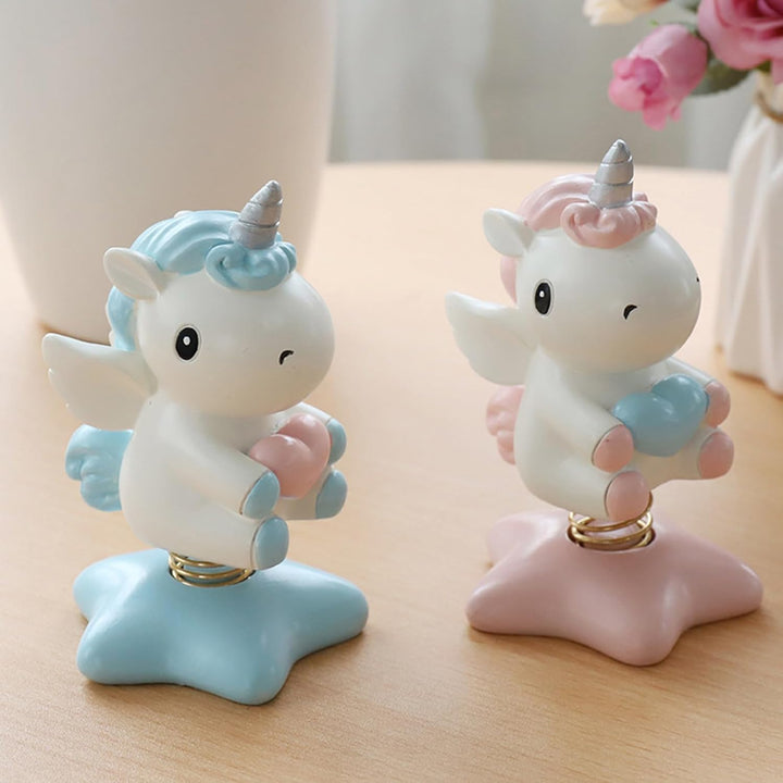 2 Stücke Wackelfigur Einhorn Figuren,Einhorn-Wackelfigur mit Wackelkopf Einhorn Auto Ornament Autozu
