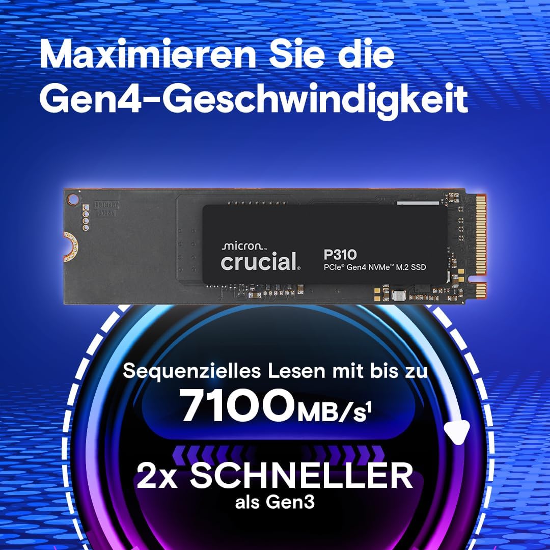 Crucial P310 SSD 1TB M.2 2280 PCIe Gen4 NVMe Interne SSD, bis 7.100 MB/s, Laptop und Desktop PC komp