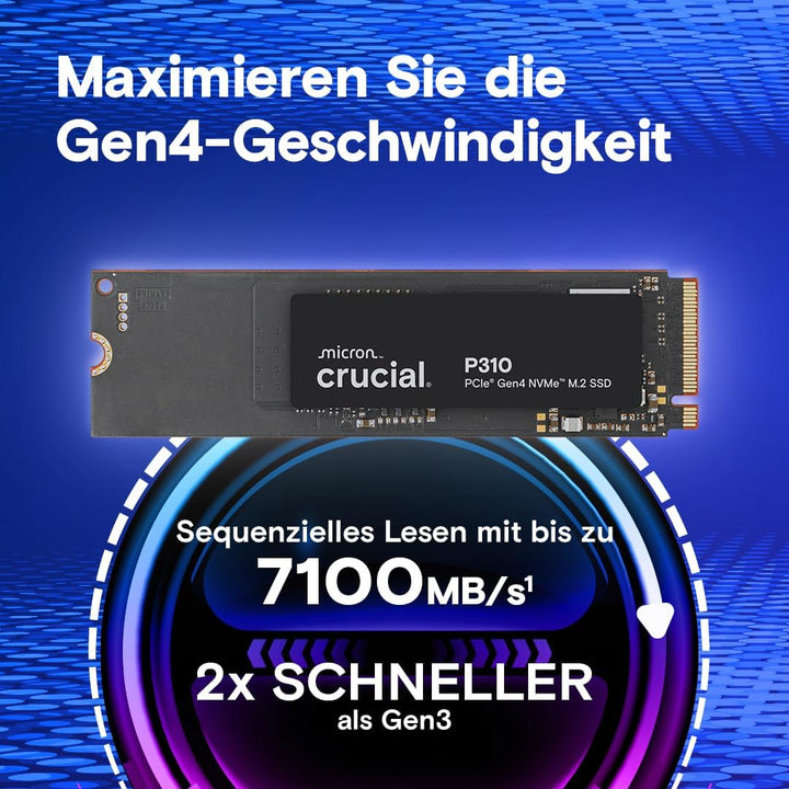Crucial P310 SSD 1TB M.2 2280 PCIe Gen4 NVMe Interne SSD, bis 7.100 MB/s, Laptop und Desktop PC komp