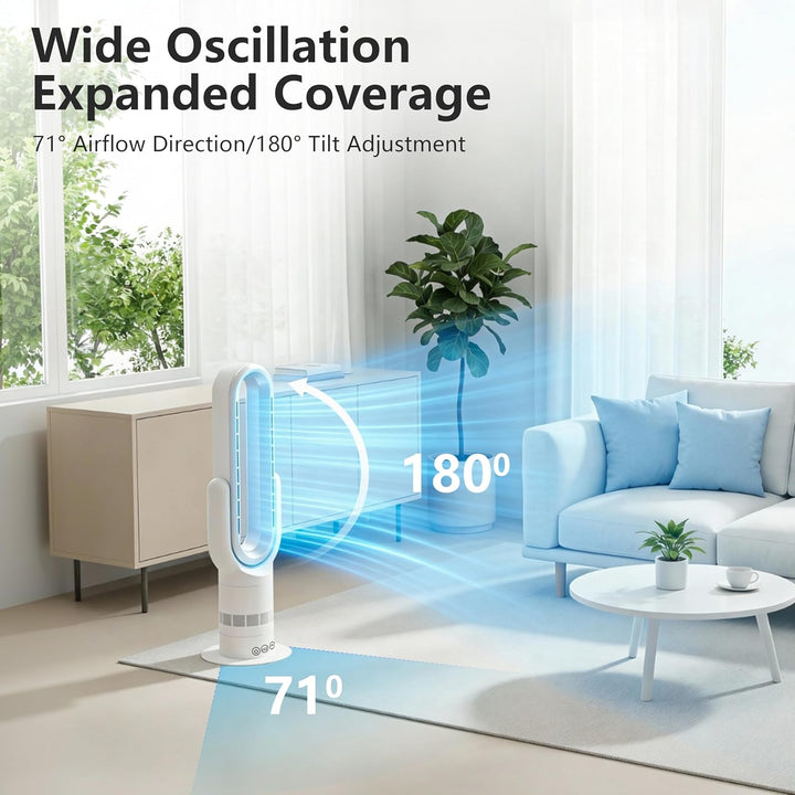 QG830 Bladeless Turmventilator, 2-in-1 Heizgerät & Kühlventilator, 10 Kühl- & 3 Heizstufen, Fernbedi