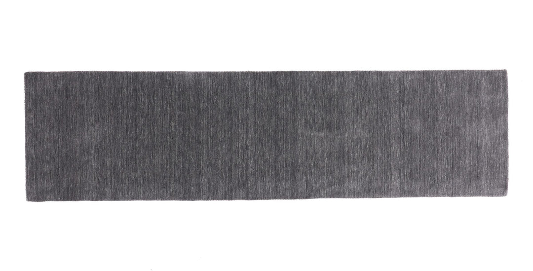 RUG PRINCE Wollteppich Gabbeh Uni 80x200 Handgewebt Läufer Schwarz Einfarbig Handarbeit Schwarz 80x2