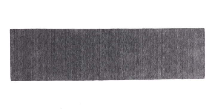 RUG PRINCE Wollteppich Gabbeh Uni 80x200 Handgewebt Läufer Schwarz Einfarbig Handarbeit Schwarz 80x2