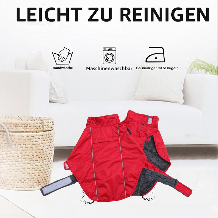 MOREZI Dachshund Regenmantel, wasserdichte Aussenschicht, Fleecefutter, reflektierende Besätze, Vers