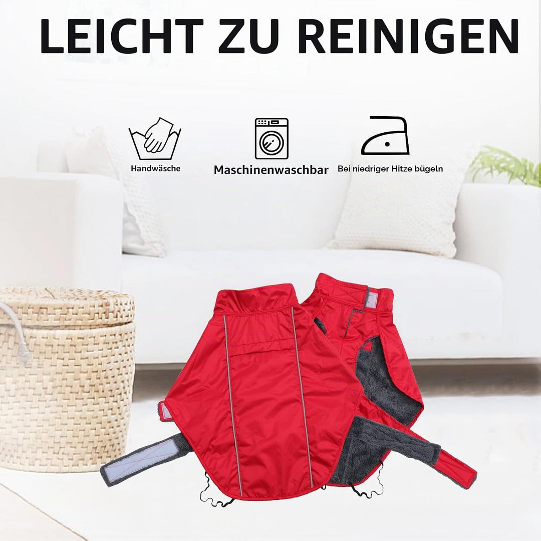 Morezi Dachshund Regenmantel, wasserdichte Aussenschicht, Fleecefutter, reflektierende Besätze, Vers