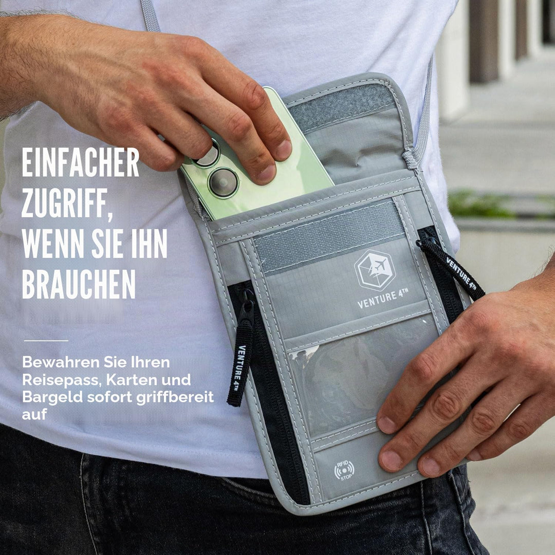 Venture 4TH Travel Neck Wallet with RFID Blocking – Passport Holder Neck Pouch to Keep Your Cash and