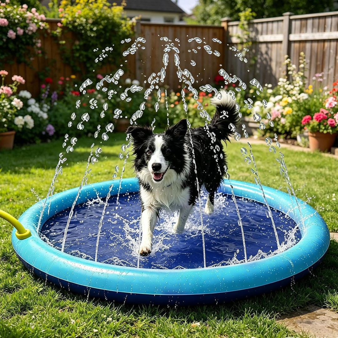 Wasserpad für Hunde Auslaufsicherer robuster Pool | Hunde Sprinkler Spielzeug Spielmatte für Haustie