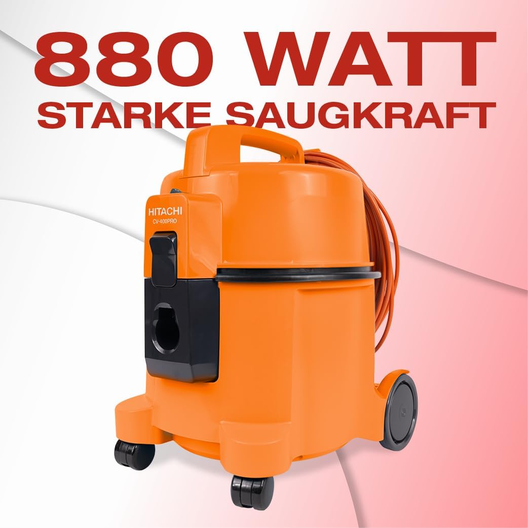 HITACHI Staubsauger CV-400 PRO mit HEPA Filter 7,5L, Beutellos - Profi Bodenstaubsauger 880W, leise