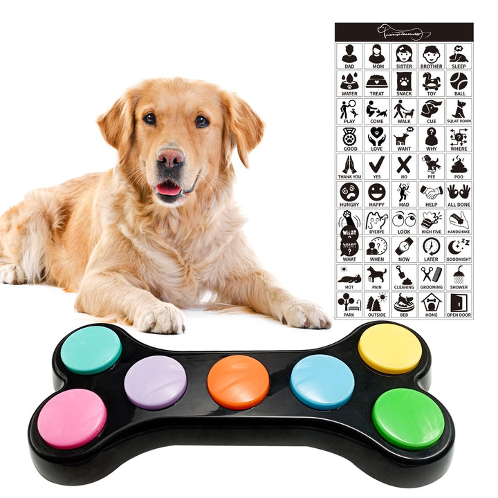7 in 1 Hunde Button für Kommunikation,Hund sprechende Tasten mit 50-Aufklebern, Haustier-Tasten,Dog