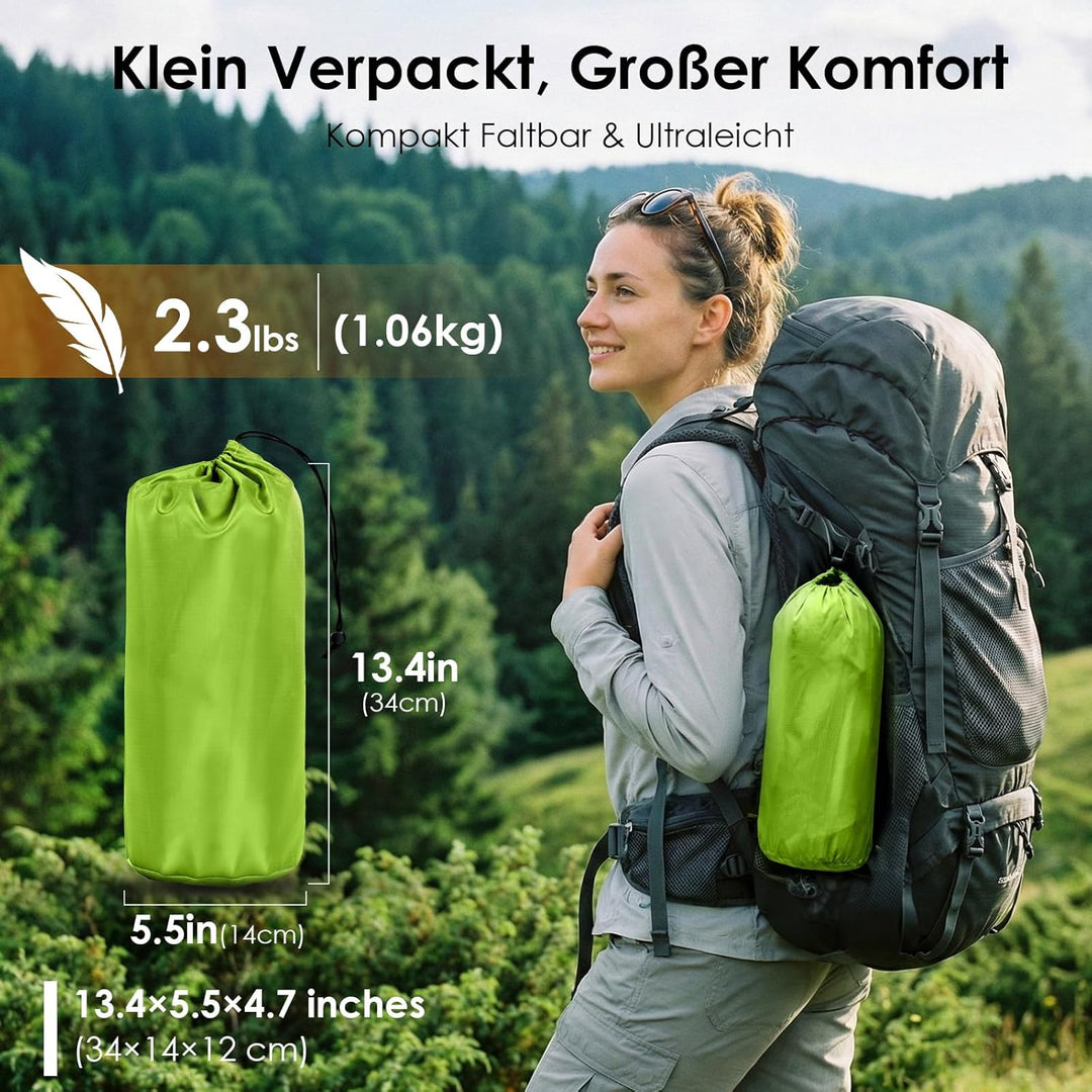 Minthouz Isomatte Camping, Ultraleicht Luftmatratze Camping mit Fusspumpe & Kissen Tragbare Aufblasb
