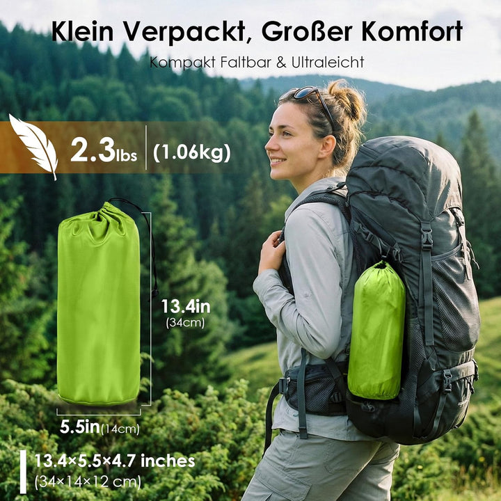 Minthouz Isomatte Camping, Ultraleicht Luftmatratze Camping mit Fusspumpe & Kissen Tragbare Aufblasb