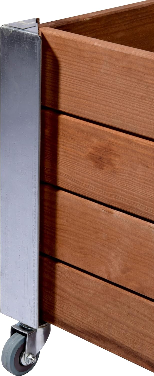 dobar® Hochbeet Rolfi | Rollbares Hochbeet mit Pflanzenvlies | Pflanzkasten aus Holz | 78 x 52 x 40,