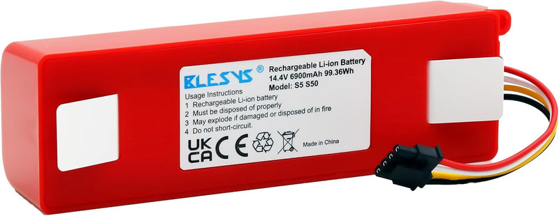 BLESYS 6900mAh Staubsaugerakku für Xiaomi Roborock S5, S5 Max, S6, S6 Maxv, S7 14,4V 99,36Wh