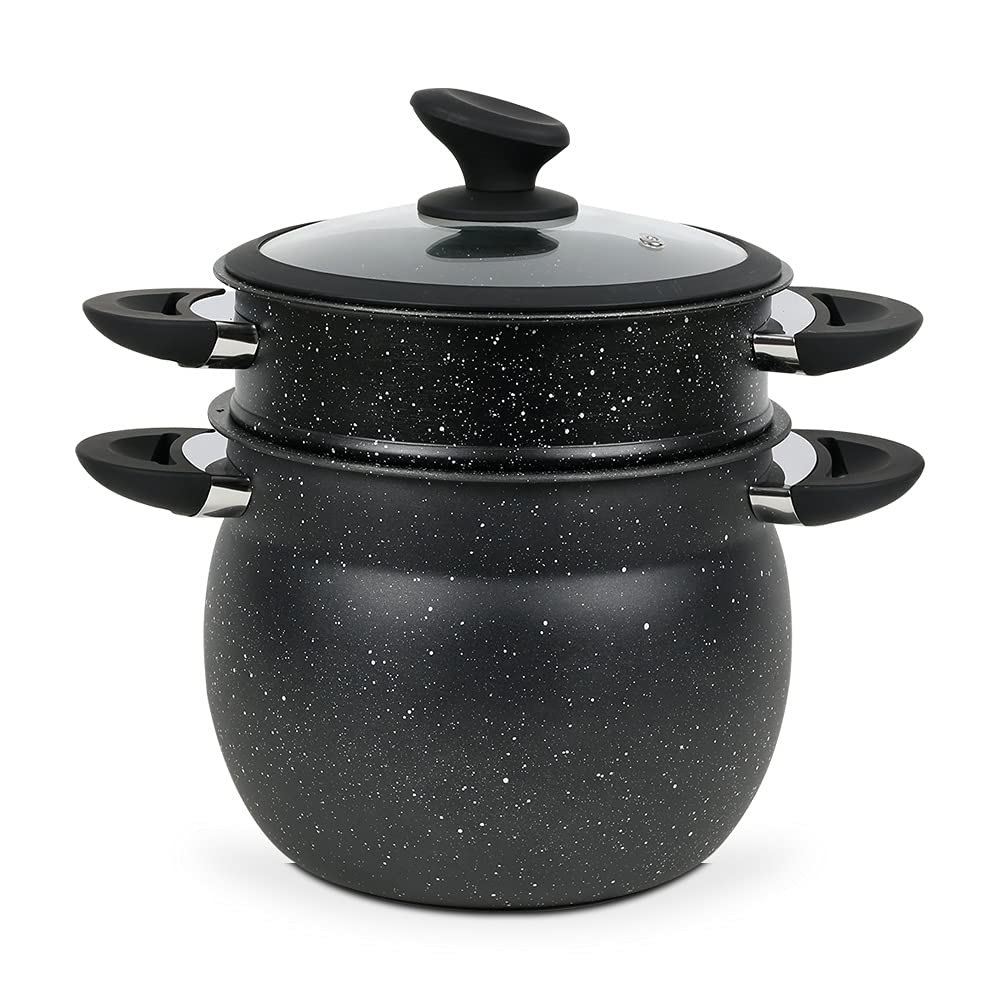 Royalty Line Couscouscous-Topf, hochwertig, 9 l, 24 cm, Schwarz, L