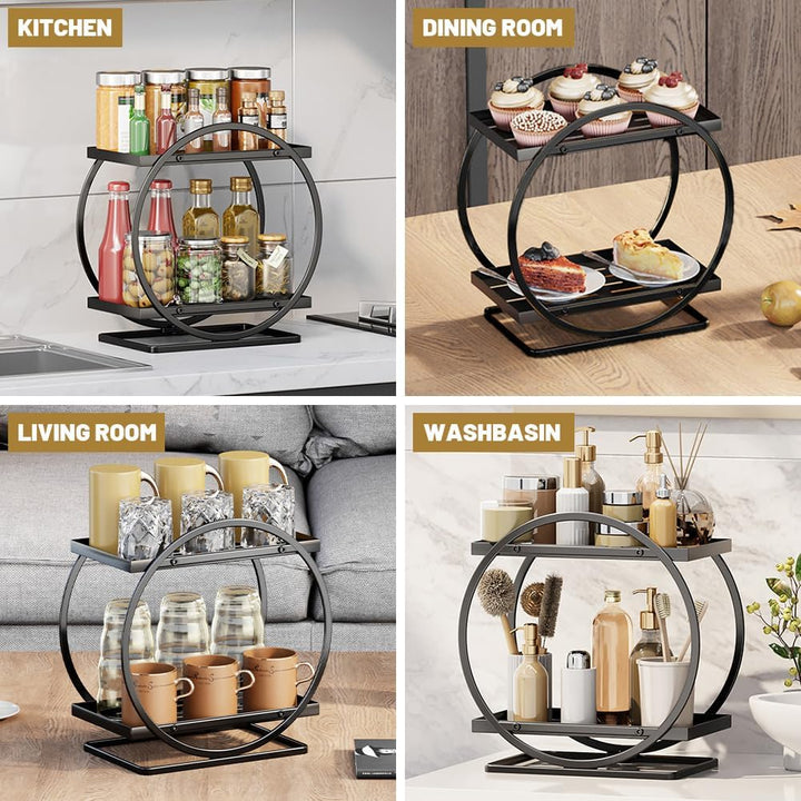 Schminktisch Make Up Organizer 2-stöckig, Parfüm Organizer aus Metall für Schlafzimmer Badezimmer Ko