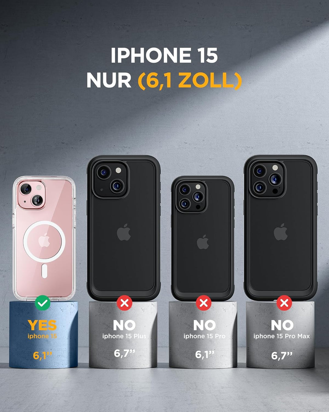 Miracase 360 Grad für iPhone 15 Hülle Magnetisch mit Eingebaut Glas Schutzfolie und Kameraschutz, Ko