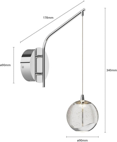 Lucande LED Wandleuchte, Wandlampe Innen 'Hayley' (Modern) in Transparent aus Glas u.a. für Wohnzimm