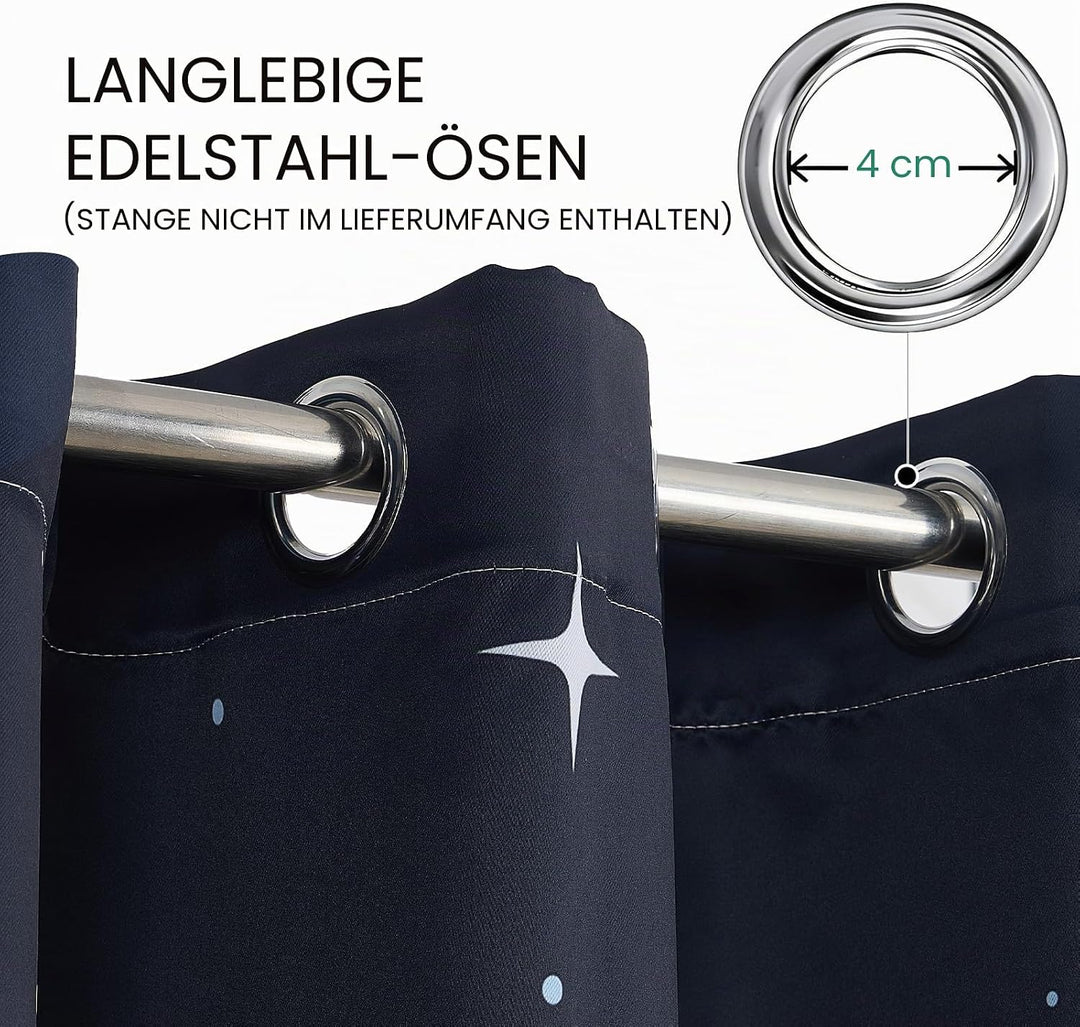 YONGFOTO 140x229cm Karikatur Muster Vorhänge, Kühle Spaceman Rakete Planeten Sterne im Weltraum, 2 P