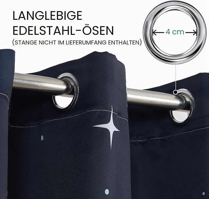 YONGFOTO 140x229cm Karikatur Muster Vorhänge, Kühle Spaceman Rakete Planeten Sterne im Weltraum, 2 P