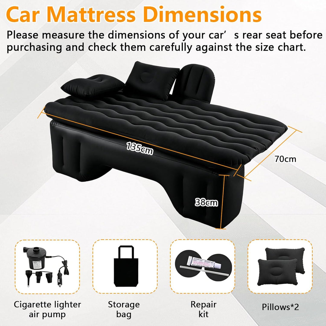 Auto Matratze, 135 * 70 * 38cm Auto Luftmatratze mit Zuzünder Aufblaspumpe und Zwei Kissen, Aufblasb