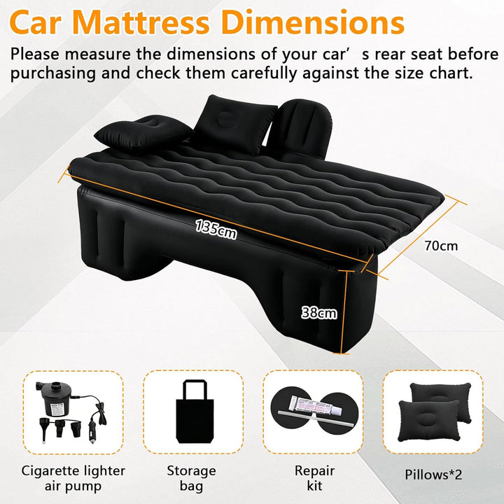 Auto Matratze, 135 * 70 * 38cm Auto Luftmatratze mit Zuzünder Aufblaspumpe und Zwei Kissen, Aufblasb