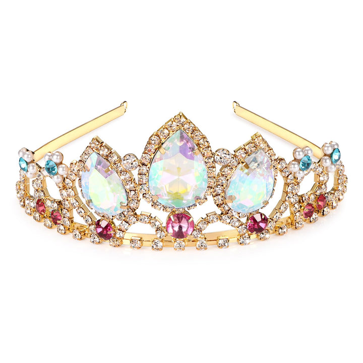 hengkaixuan Hübsche Tiara Krone Rosa Strass AB Tiara Fee Braut Kopfbedeckung Geburtstag Halloween Go