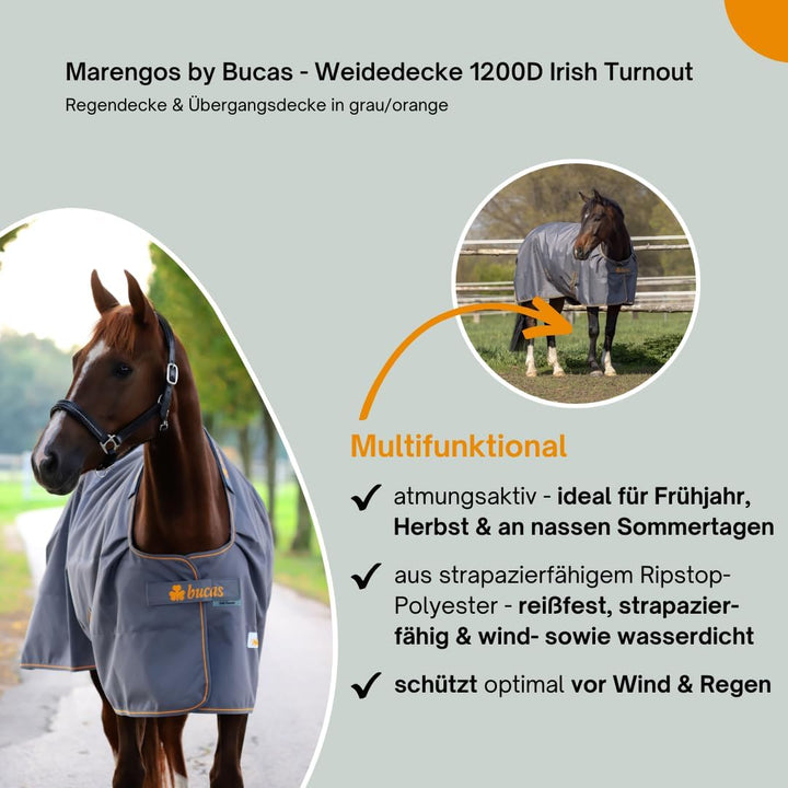Marengos by Bucas - Winterdecke Weidedecke 1200D Irish Turnout mit 50g, 100g, 200g oder ohne Füllung