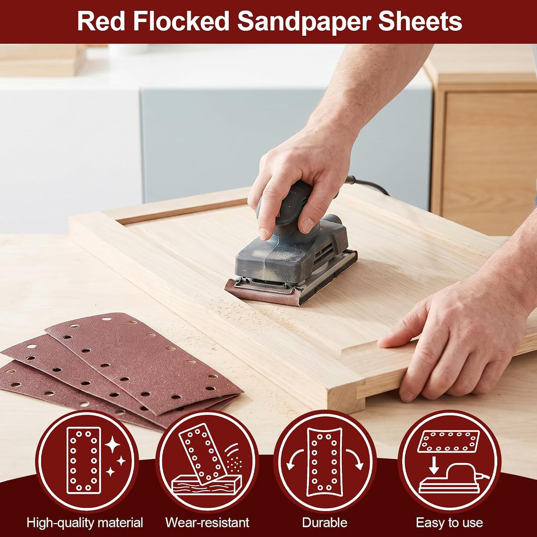 60 Stück Schleifpapier Set, Nass und Trocken Sandpapier 14 Löcher 230x115 mm, Flexibler Fein Schleif