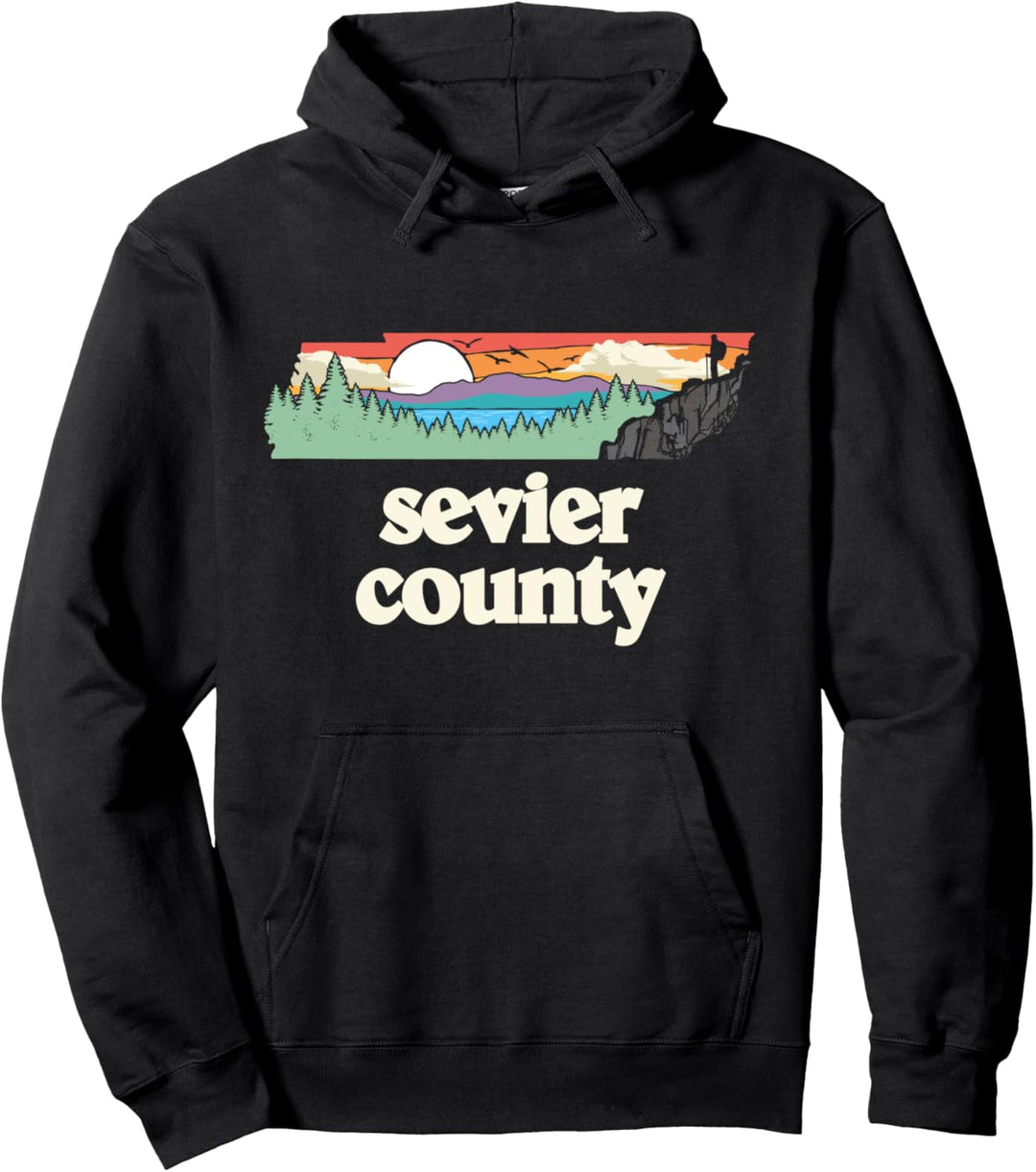 Sevier County Tennessee Outdoors Retro Nature Graphic Pullover Hoodie
