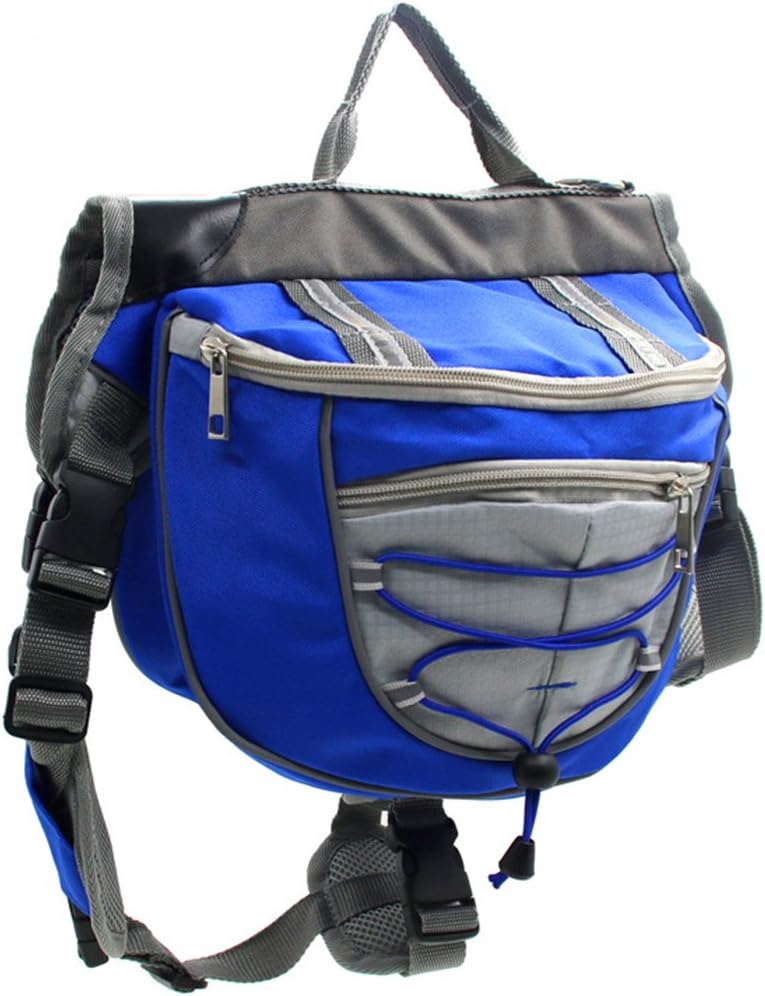 XIAOYU Hund Rucksack, verstellbare Satteltasche Kabelbaum Träger, für Reisen Wander-Camping, blau, S