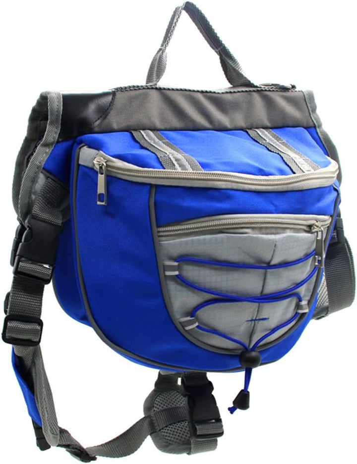 XIAOYU Hund Rucksack, verstellbare Satteltasche Kabelbaum Träger, für Reisen Wander-Camping, blau, S
