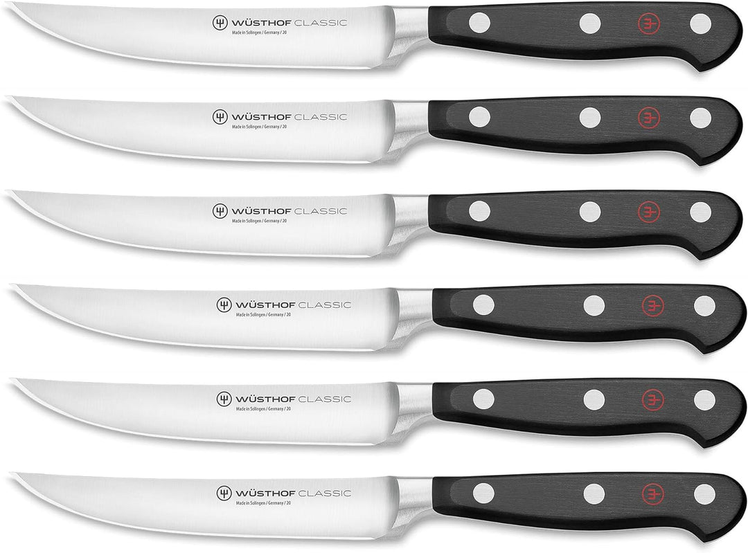 WÜSTHOF Classic Steakmessersatz mit 6 Messern, Schwarz,silber