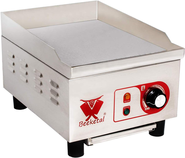 Beeketal 'BHGP-4' Profi Gastro Gusseisen Grillplatte elektrisch mit ca. 270 x 320 mm Grillfläche (gl