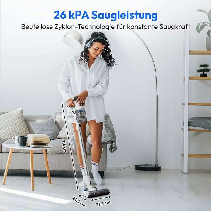 MEDION P400 W Stabstaubsauger mit Wischfunktion (kabellos, beutellos, Zyklon-Technologie, 400 Watt,