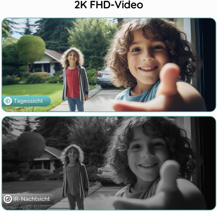 BOIFUN 2K HD Video Türklingel mit Kamera, Funkklingel Set, Kabellos Klingel Haustür Aussen - 166° Bl