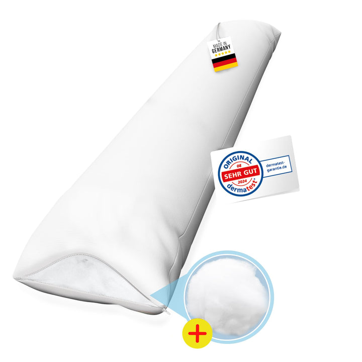 Rosenkern® Seitenschläferkissen Ergonomisch - [Made in Germany] - Long Body Pillow - Bezug aus 100%