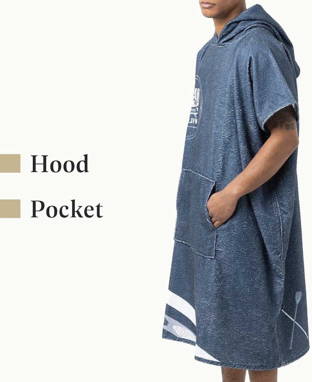 HOMELEVEL Badeponcho Unisex - Surf Poncho aus Baumwolle/Polyester - Handtuch für Erwachsene - Badema