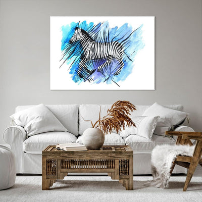 Bilder auf Leinwand 100x70cm Leinwandbild Zebra Streifen Tierwelt Pelz Gross Wanddeko Bild Schlafzim