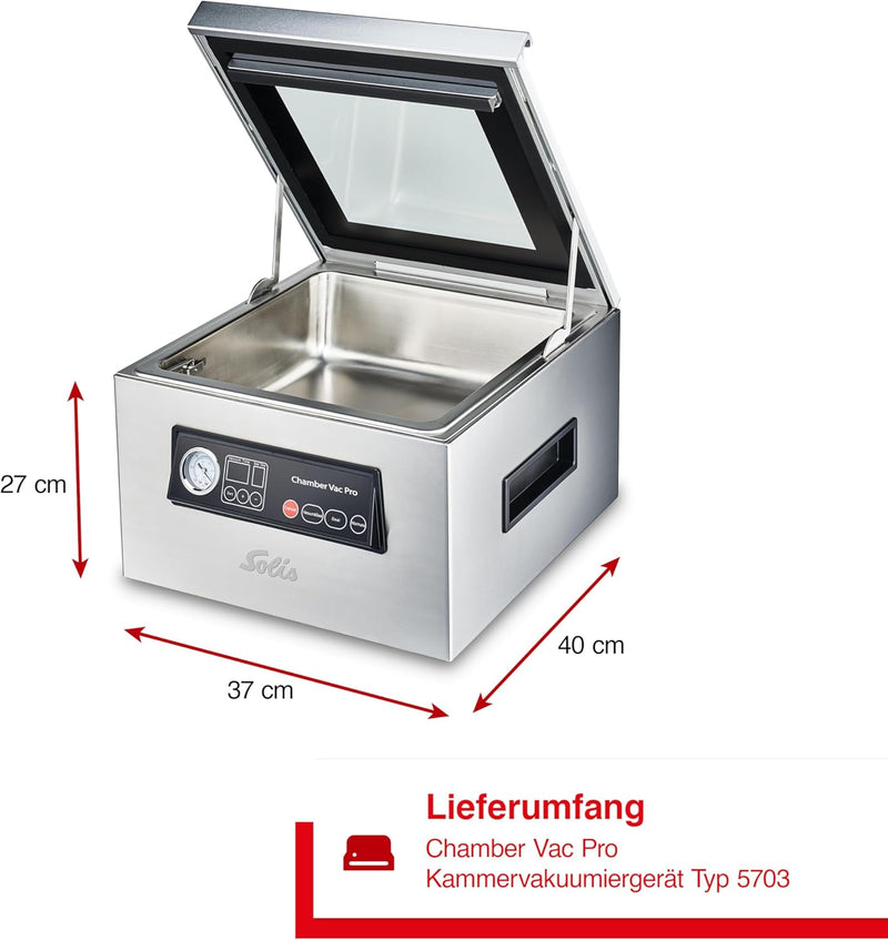 Solis Chamber Vac Pro 5702 Kammervakuumierer - Vakuumiergerät - Für Trockene und Feuchte Lebensmitte