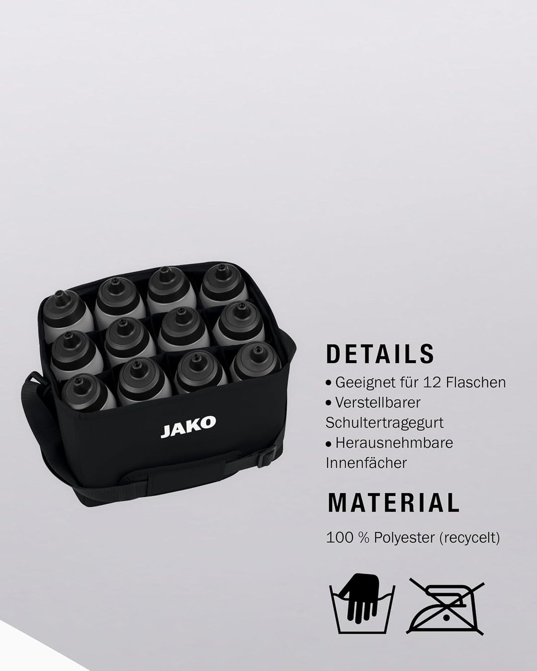 JAKO One Flaschenträger für 12 Flaschen 32x24x21 cm – Praktisches Trainingszubehör aus recyceltem Po
