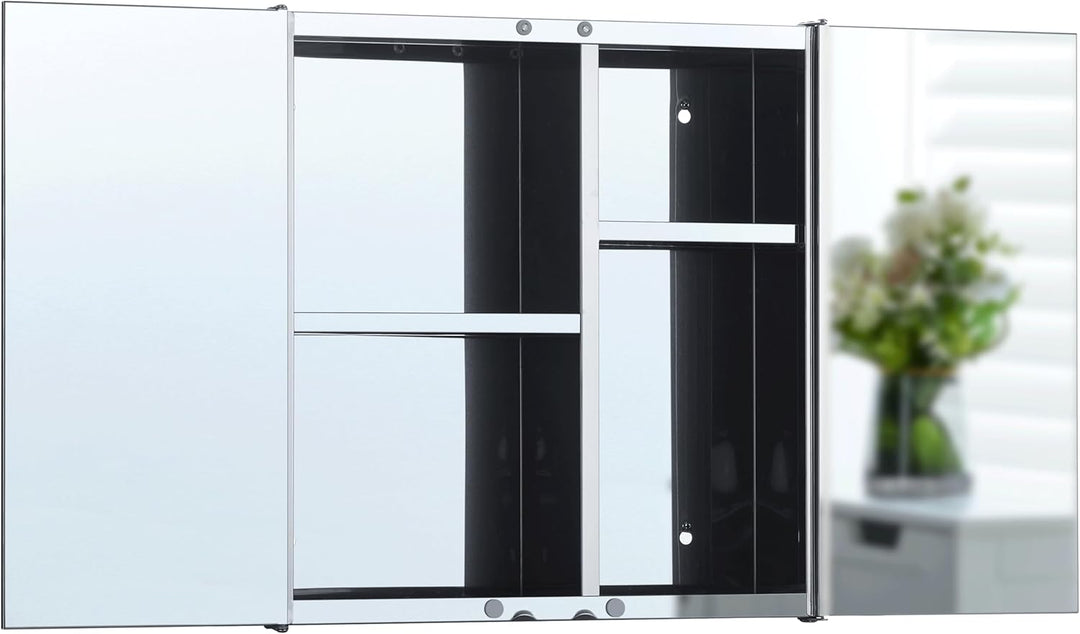 Vida Designs Tiano Badezimmer-Spiegelschrank, 2 Türen, Wandmontage, Edelstahl, moderner Aufbewahrung