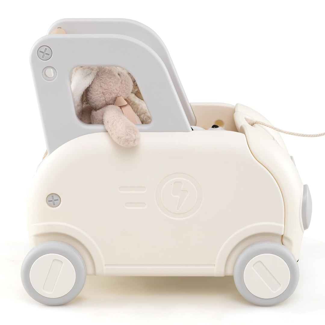 DREAMADE Lauflernwagen Baby, Laufwagen mit Zuggurt, Rädern & klappbarer Sitz, Baby Walker mit Staura