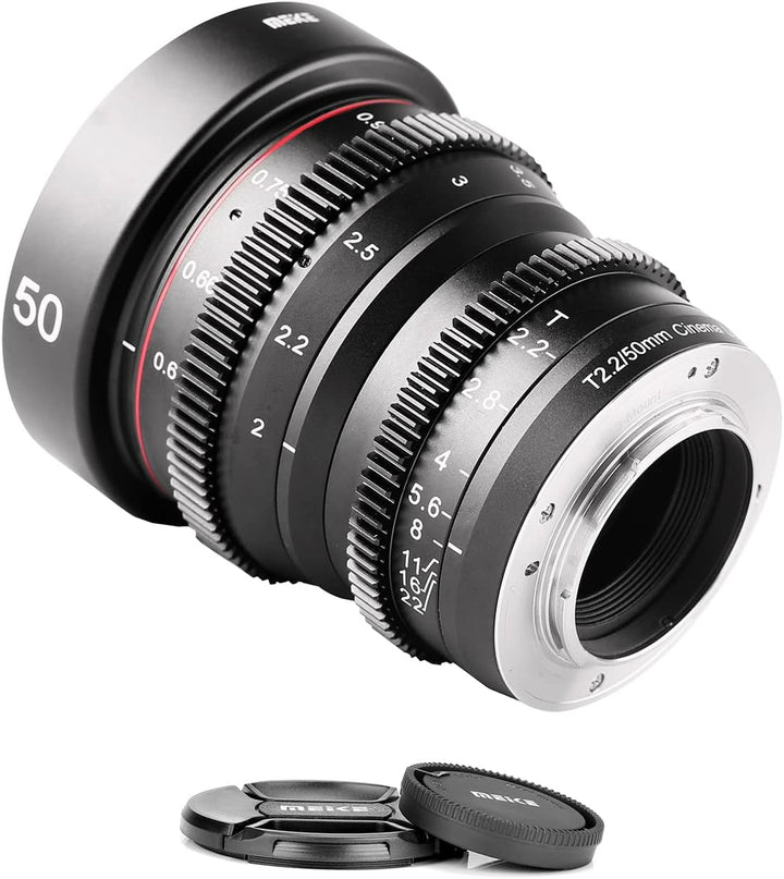 MEKE 50 mm T2.2 grosse Blende, manueller Fokus, 4K-Cine-Objektiv für Micro-Four-Thirds-Halterung, ko