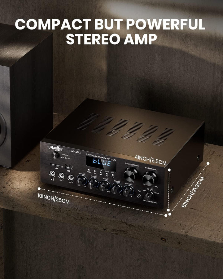 Verstärker, Moukey Bluetooth Leistungsverstärker Dual Kanal Audio Stereo Receiver mit USD, SD, AUX,