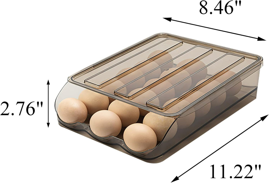 Eierbehälter für Kühlschrank Automatischer Rolleierhalter für Kühlschrank, Eierspeicherbox mit Decke