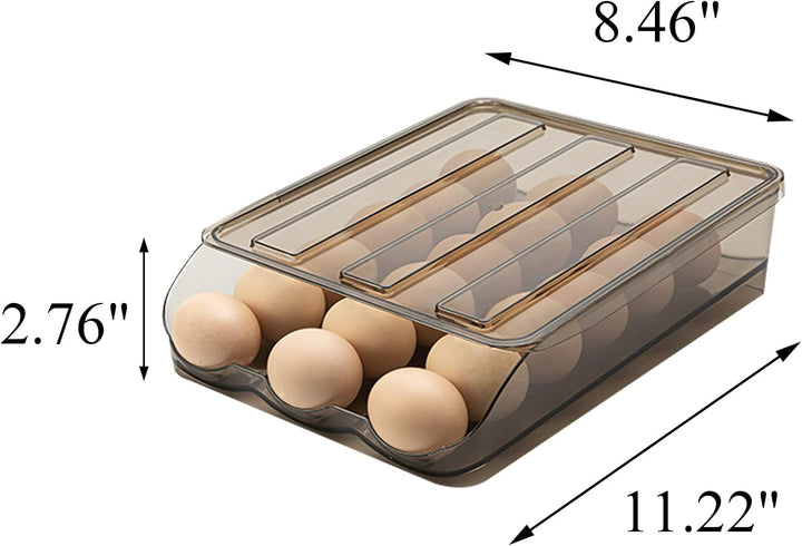 Eierbehälter für Kühlschrank Automatischer Rolleierhalter für Kühlschrank, Eierspeicherbox mit Decke