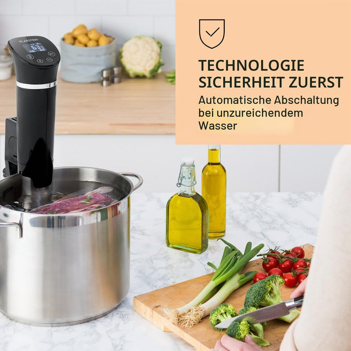 Klarstein Quickstick- Sous-Vide Garer, Präzisionskochtopf, Schongarer, 1300 Watt, Timerfunktion, 3D