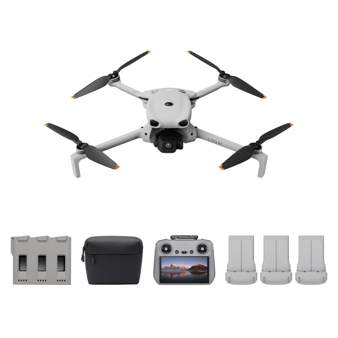 DJI Lito X1 Fly More Combo Plus mit DJI RC 2, 4K Kameradrohne für Einsteiger, Hinderniserkennung, Ac